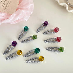 Women Rhinestone Multicolor Beads Snap Clips Fashion Sparking Sweet Simple Customized in Stock Hairpins Accessories for Daily