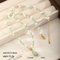 Fashion Natural Stone Amazonite Stone Freshwater Pearl Necklaces for Girls Elegant Jewelry for Women Ladies Wholesale Bulk