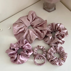 Women Minimalistic Solid Color Pink Large High Elastic Scrunchies Sweet Fashion ELegant in Stock Hair Ties Accessories for Daily