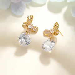 Fashion Fairy Butterfly Elegant Glitter Rhinestone Drop Earrings for Girls Sweet Jewellry for Women Lady Accessories Bijuterias
