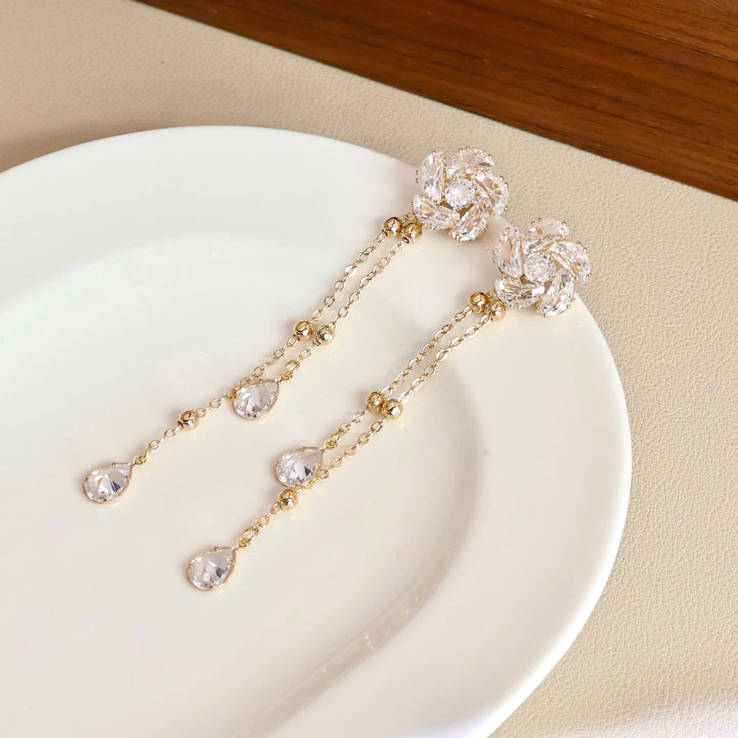 Female Rhinestone Tassel New Design Drop Earring Fashion Elegant Graceful Luxurious Dainty Wholesale Daily Jewelry Accessories