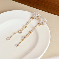 Female Rhinestone Tassel New Design Drop Earring Fashion Elegant Graceful Luxurious Dainty Wholesale Daily Jewelry Accessories