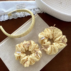 Graceful Simple Yellow Solid Colored Dots Scrunchies Headbands Kids Daily Hair Ties Hairband Accessories
