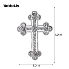 Fashion Glitter Gothic Sparkle Cross Trendy Brooches for Girls Glamorous Charms Pins Jewelry for Women Ladies Accessories Chic