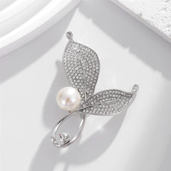 Fashion Glitter Rhinestone Sparking Imitation Pearl Brooches for Girls Elegant Sweet Pins Jewelry for Women Ladies Accessories