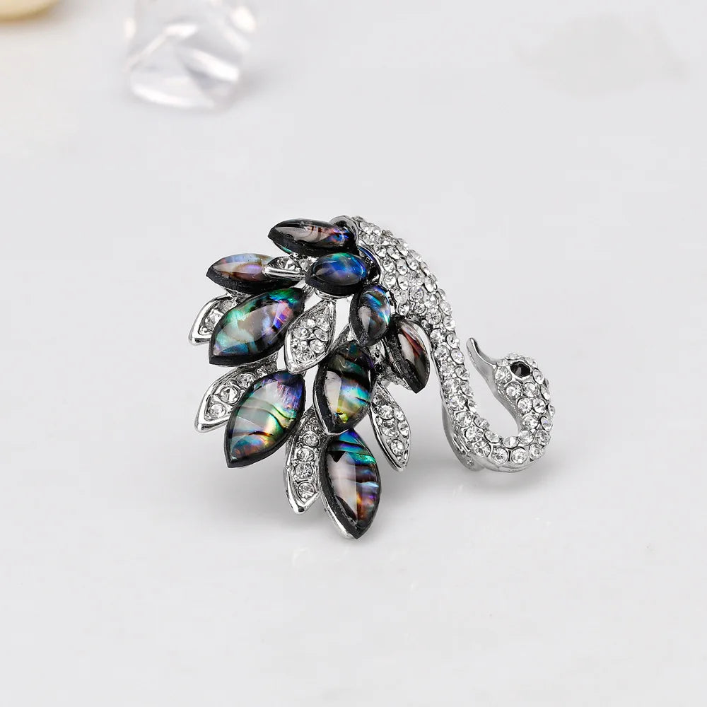 Fashion Glitter Rhinestone Sparking Swan Brooches for Girls Sweet Animals Elegant Pins Jewelry for Women Ladies Accessories