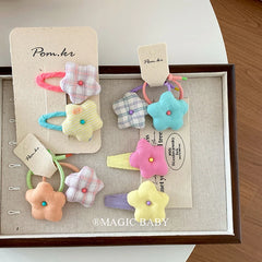 Kids Candy Color Star Small Snap Clips Hair Ties Sweet Cute Fashion Wholesale Hairpins Scrunchies Accessories for Children Daily