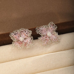 Fashion Luxury Hand-Painted Knit Wire Crochet Stud Earrings for Girls Sweet Flower Jewelry for Women Ladies Wholesale Bulk