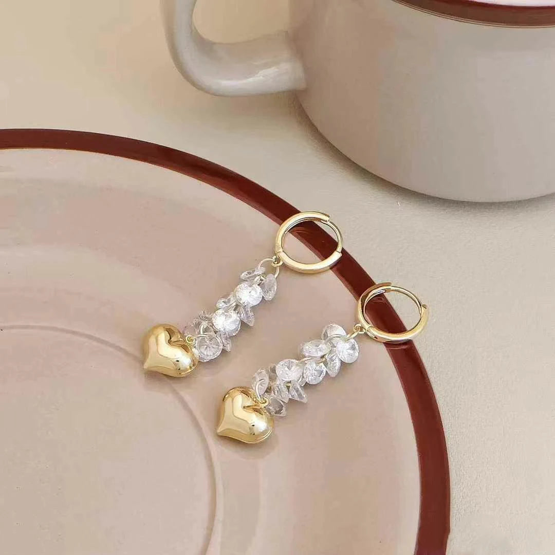 Ladies Heart Imitation Pearl Tassel Decorative Drop Earring Luxurious Glamorous Fashion Elegant Bulk Causal Jewelry Accessories