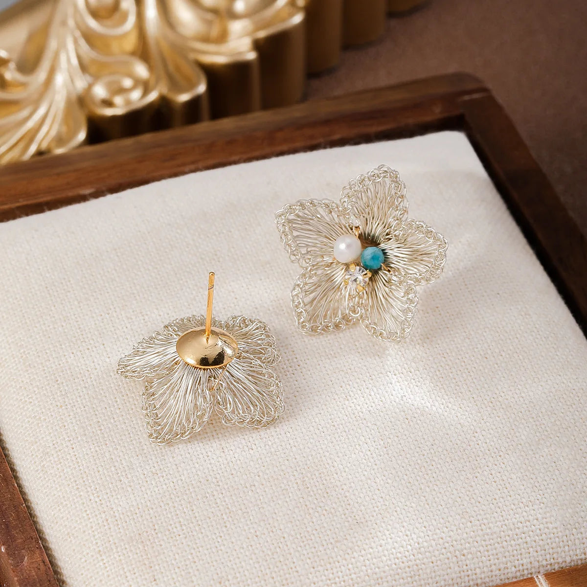 Fashion Luxury Copper Wire Crochet 18K Gold Earrings for Girls Vintage Artisan Work Jewelry for Women Ladies Wholesale Bulk