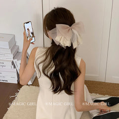 Sweet Elegant Dusty Pink Bowknot Hair Claw Clips Large Exaggerated Princess Style Haarspange for Women Ladies Hair Accessories