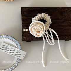 High Quality Fabric Girls' Elegant Princess Scrunchies Women Ladies' Sweet Stunning Flower Hair Ties Ribbon Hair Accessories