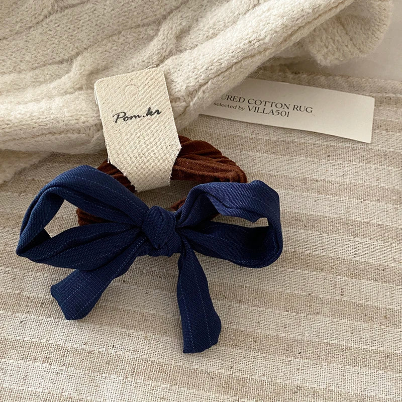 Fashion Trendy Bowknot Solid Color Scrunchies for Girls Sweet Simple Elegant Hair Ties for Women Ladies Hair Accessories Chic