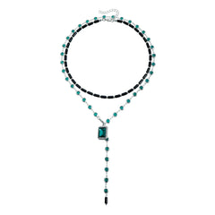 Fashion Luxury Rhinestone Layered Wearing Necklaces for Girls Link Elegant Trendy Jewellry for Women Ladies Accessories Chic