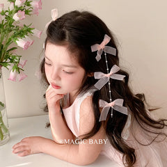 Sweet Cute Bowknot Imitation Pearl Hair Clips for Baby Girls Princess Style Alligators for Kids Children Hair Accessories