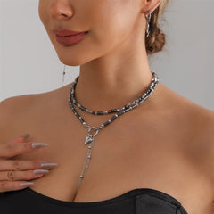 Fashion Beads Simple Minimalistic Heart Shaped Necklaces for Girls Sweet Elegant Jewelry Suits Sets for Women Ladies Accessories