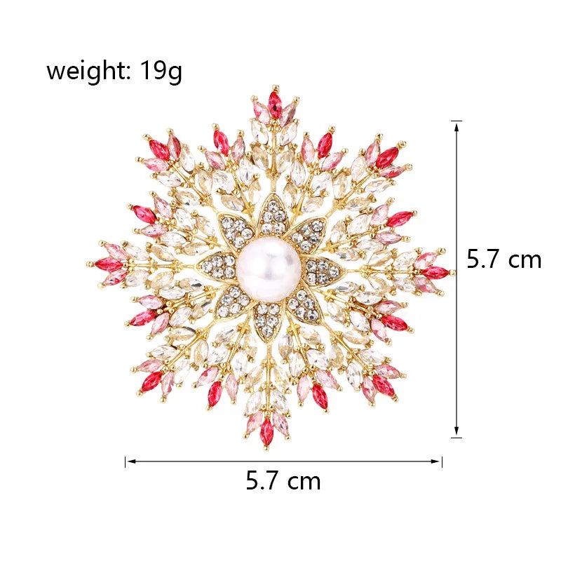 Fashion Sunflower Snow Flake Glitter Brooches for Girls Sparking Luxury Elegant Pins Jewelry for Women Ladies Accessories