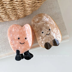 Cute Heart Shaped Smile Acetate Hair Claw Clips for Girls Sweet Fashion Trendy Haarspange for Women Ladies Hair Accessories