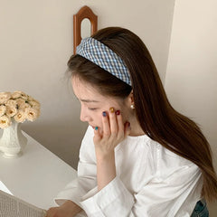 2025 Hot Sale Women Grid Simple Wide Headbands Trendy Elegant Customized Bulk Order in Stock Hairband Accessory for Female Daily