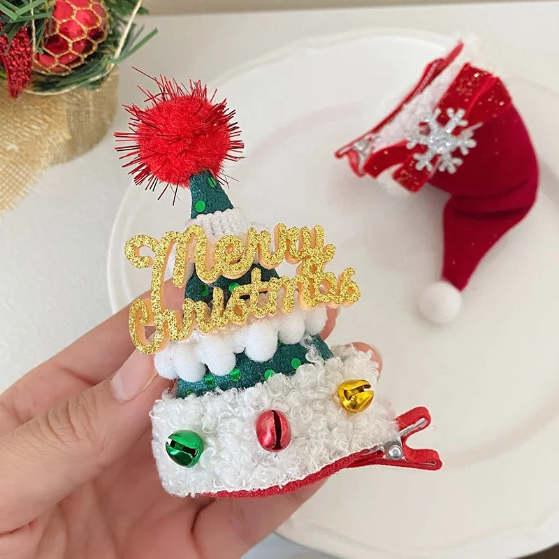 2025 Christmas Tree Letter Glitter Hair Clips for Baby Girls Cute Sweet Alligators for Kids Children Hair Accessories in Stock