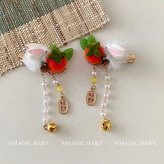 Cute Rabbit Ribbon Mid Autumn Festival Hair Clips for Baby Girls Kawaii Fashion Alligators for Kids Children Hair Accessories