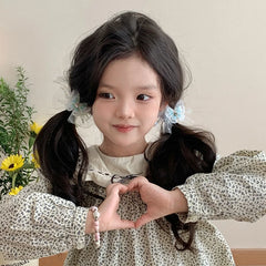 Kids Blue Butterfly Ribbon Small Hair Ties Alligator Clips Set Beauty Fashion in Stock Hairpins Scrunchies Accessories for Girls