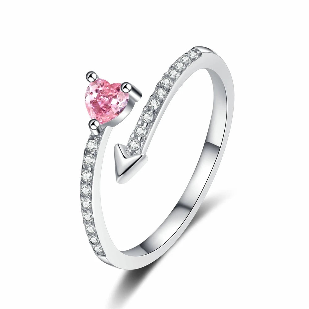 Korean Simple Heart-shaped Rings Women's Fashion Zircon Love Couple Ring InstaStyle Light Luxury Jewelry Accessories Wholesale