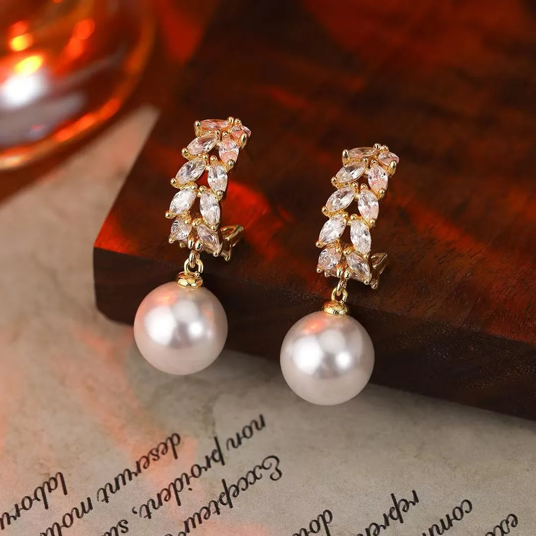 Women Imitation Pearl Simple Earring Trendy Fashion Elegant Graceful Wholesale Lightweight Jewelry Accessories for Ladies Daily