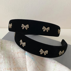 Classic Solid Color Glitter Bowknot Thick Head Band for Girls Fashion Chic Trendy Elegant Hair Band for Women  Hair Accessories