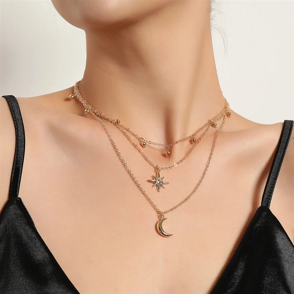Fashion Moon Sun Simple Necklaces for Girls Sweet Cute Elegant Jewellry for Women Ladies Accessories Chinese Supplier Wholesale