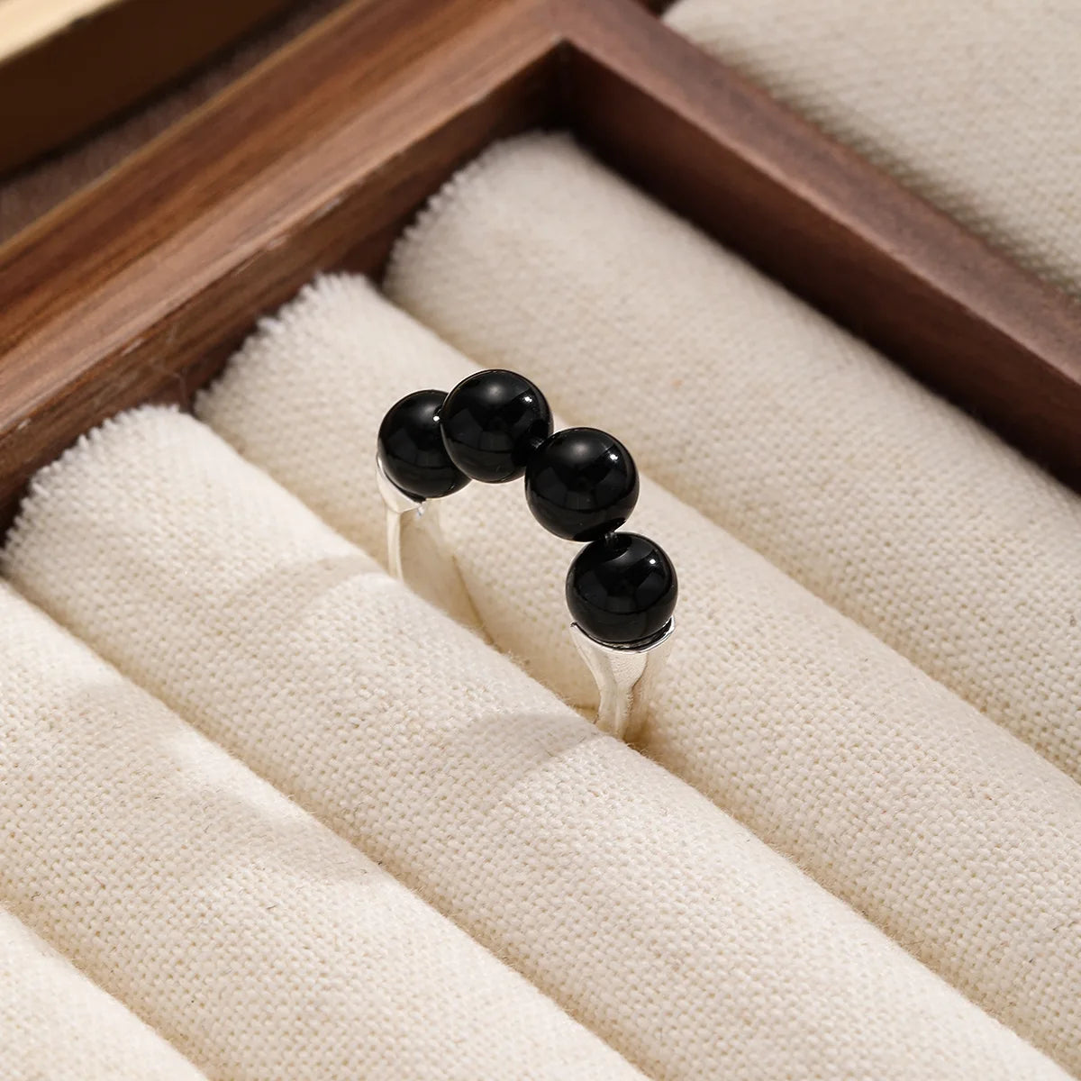 Unisex Black Brown Tiger Eye Beads Colorfast Obsidian Rings Fashion Charms Factory Price Low MOQ in Stock Jewelry for Daily