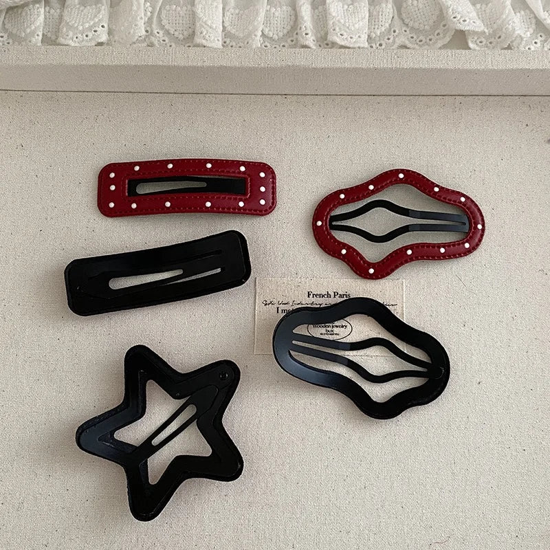 Fashion Red Star Polka Dot Hair Clips for Baby Girls Trendy Simple Classic Snap Clips for Kids Children Hair Accessories Chic