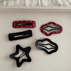 Fashion Red Star Polka Dot Hair Clips for Baby Girls Trendy Simple Classic Snap Clips for Kids Children Hair Accessories Chic