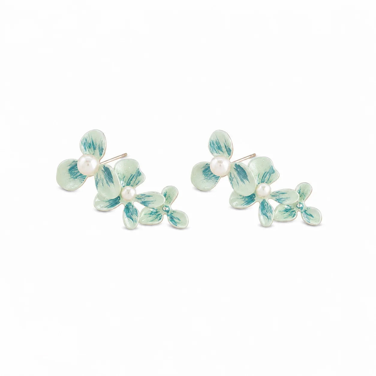 Girls Flower Freshwater Pearl S925 Silver 18k Gold-plated Green Purple Earring Factory Price Low MOQ Trendy Jewelry for Daily