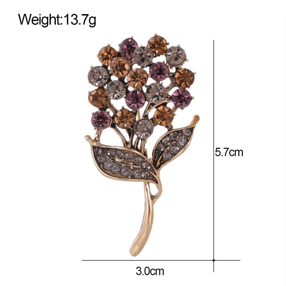 Fashion Flowers Glitter Rhinestone Sparkle Brooches for Girls Sweet Elegant Luxury Jewelry for Women Ladies Accessories Chic