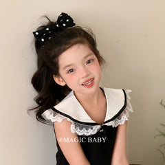 Girls Black Large Dots Bowknot Barrette Clips Elegant Fashion Wholesale in Stock Hairpins Accessories for Kids Daily School Use