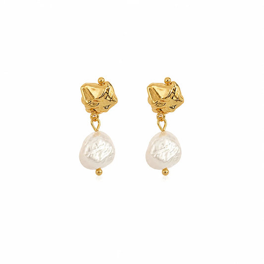 Fashion Freshwater Pearl S925 Silver Drop Earrings for Girls Classic Elegant Jewelry for Women 18k Gold Plated Wholesale Low MOQ
