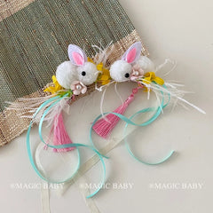 Cute Rabbit Ribbon Mid Autumn Festival Hair Clips for Baby Girls Kawaii Fashion Alligators for Kids Children Hair Accessories