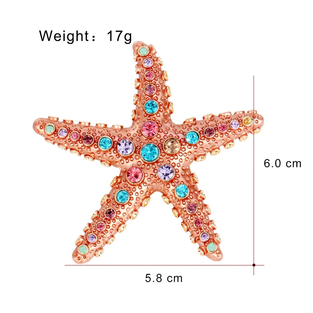 Fashion Starfish Sweet Trendy Ocean Brooches for Girls Glitter Glamorous Pins Jewelry for Women Ladies Accessories Wholesale