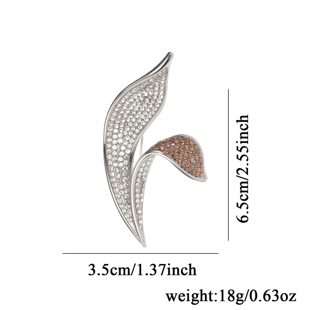 Fashion Glitter Rhinestone Sparkle Leafs Brooches for Girls Sweet Elegany Pins Jewelry for Women Ladies Accessories Wholesale