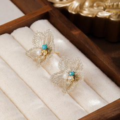 Fashion Luxury Copper Wire Crochet 18K Gold Earrings for Girls Vintage Artisan Work Jewelry for Women Ladies Wholesale Bulk