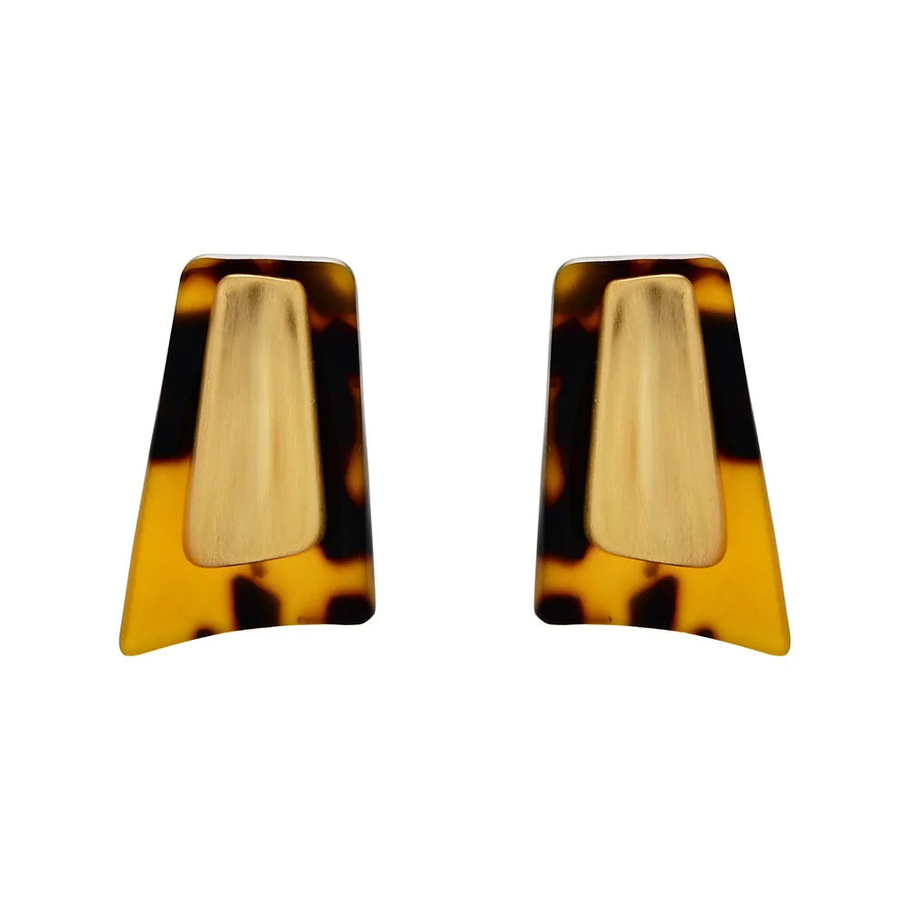 Fashion Contrast Color Earrings Geometric Leopard Print Simple Earrings Stud Elegant Design Personality Korea EarJewelry Women