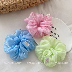 Fashion Solid Color Lustrous Scrunchies for Baby Girls Cute Sweet Elegant Graceful Hair Ties for Kids Children Hair Accessories
