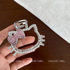 Luxurious 5cm Glitter Bowknot Hair Claw Clip for Girls Cute Kitty Cat Animals Cartoon Hair Clutches Sweet Women's Hair