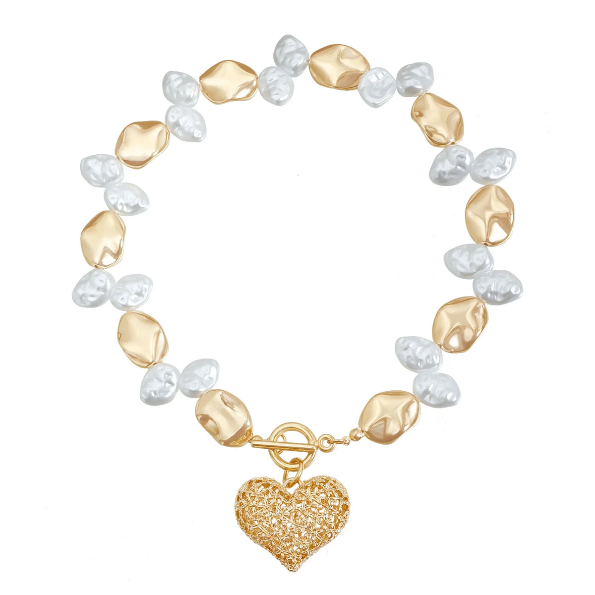 Fashion Trendy Bold Dainty Glamorous Beads Heart Shaped Necklaces for Girls Sweet Jewelry for Women Ladies Accessories Wholesale