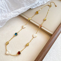 Fashion Abalone Shell Natural Stone Crystal S925 Silver  18K Gold Plated Jewelry Sets for Girls Earrings Necklaces for Women