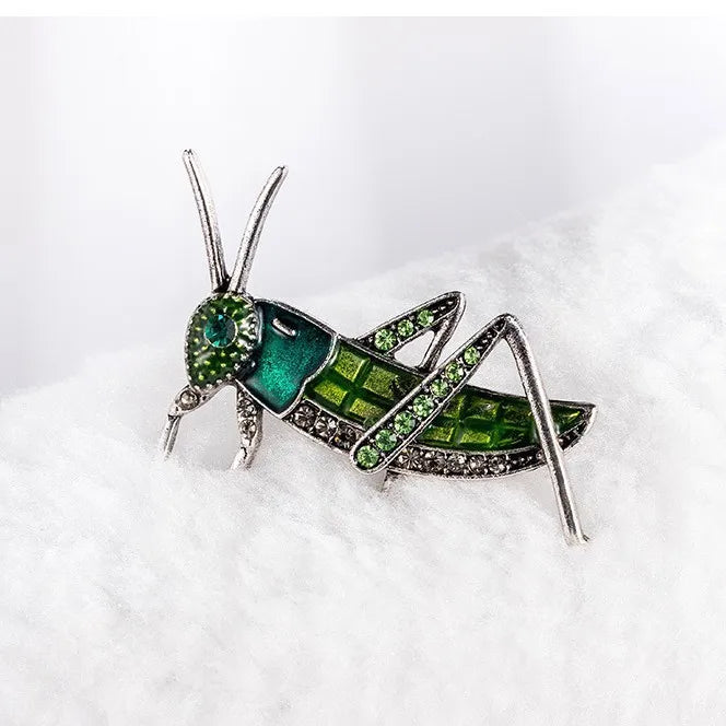 Fashion Insects Cricket Trendy Animals Glitter Brooches for Girls Stylish Cool Special Pins Jewelry for Women Ladies Accessories