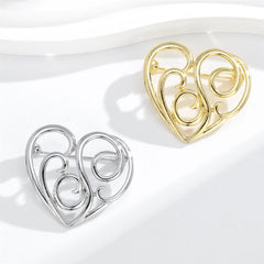 Fashion Simple Minimalistic Heart Shaped Brooches for Girls Sweet Elegant Pins Jewelry for Women Ladies Accessories Wholesale