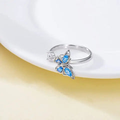 Women's Rotating Opening Rings Blue Butterfly with Zircon Niche Simple Ring InstaStyle Jewelry Accessories Wholesale Hot Sale