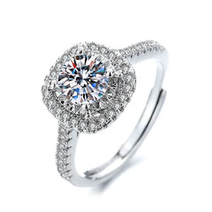 Round Moissanite Rings Classic Six-prong Women's Custom Geometric Ring for Engagement Party Live Streaming Supply Accessory Bulk